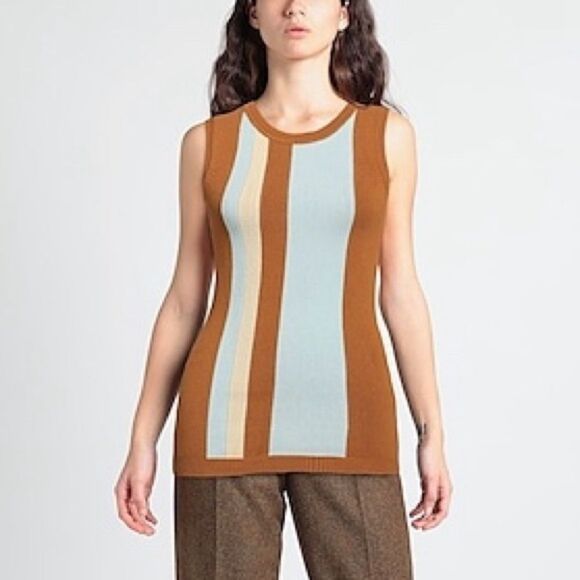 Golden Goose Striped Knit Tunic Top in Brown Size Small $596 - Picture 1 of 8